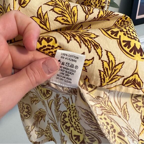RHODE Cream Yellow Floral Puff Sleeve Blouse Medium - Picture 8 of 11